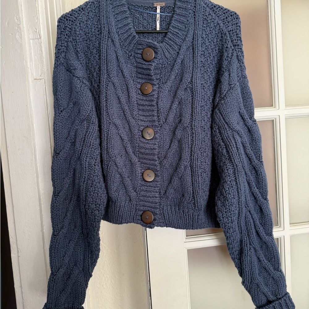 Free People Bonfire Cable Knit Cardigan